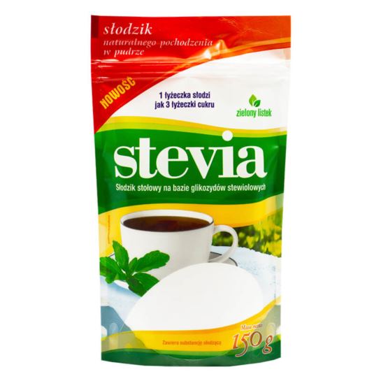 Słodzik stevia puder 150g Doypack Zielony Listek