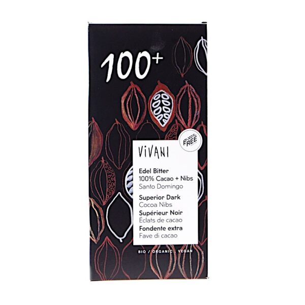 Tabliczka gorzka 100% kakao bio 80g Vivani